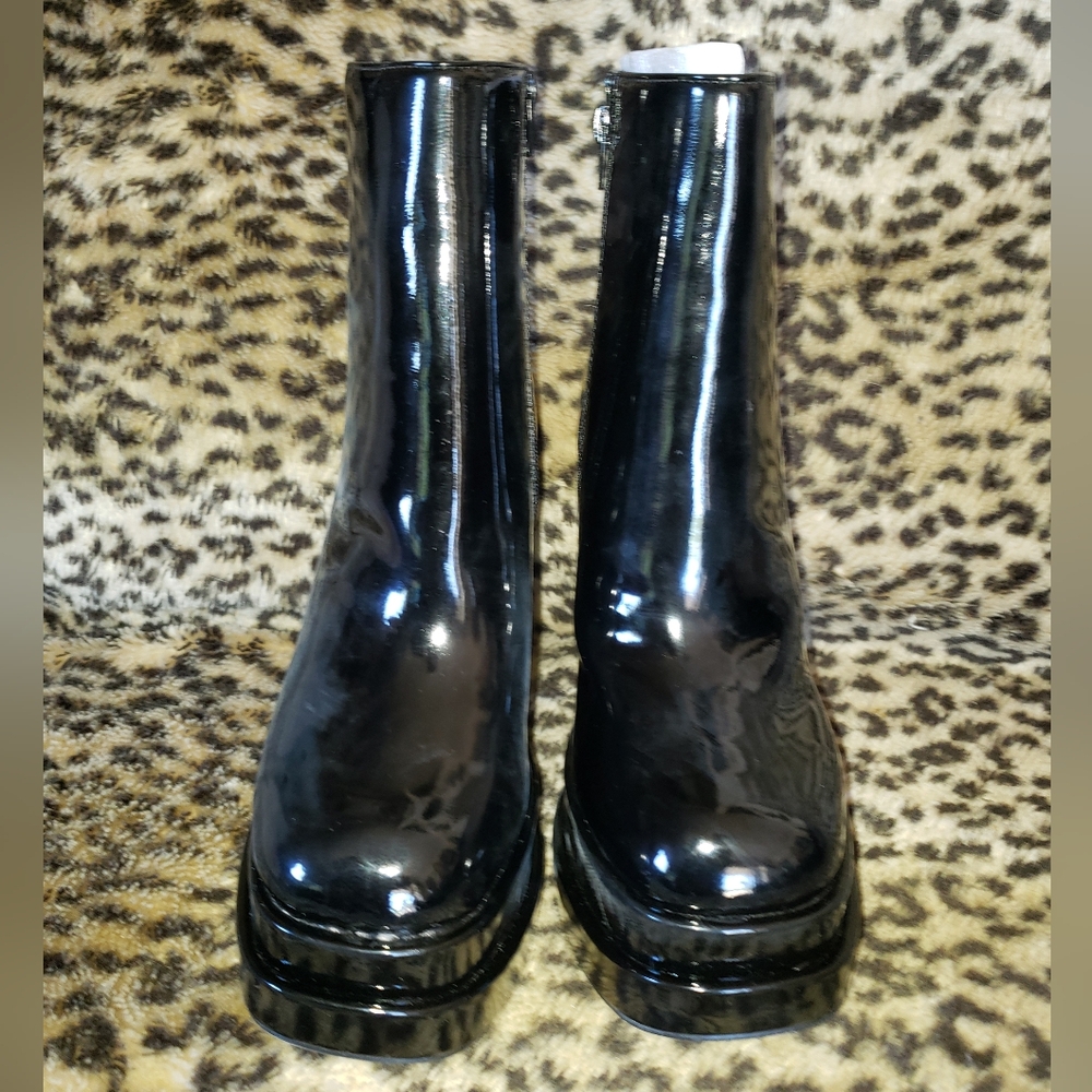 BAMBOO BLACK PATENT PLATFORM BOOTS DOLLS KILL GOTH PUNK GLAM 8 - Picture 3 of 6
